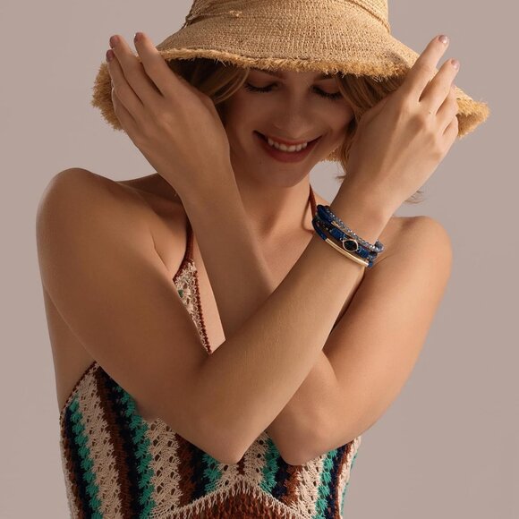 Leather Wrap Bracelet Crystal Beads Boho Cuff Stone Charm Jewelry Women - Picture 4 of 6